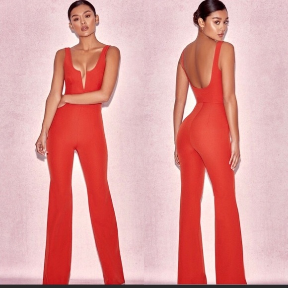 house of cb orange jumpsuit